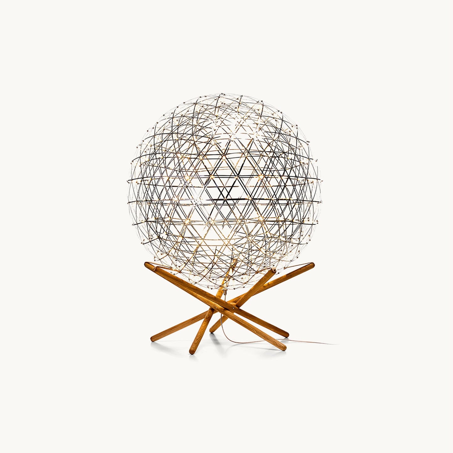 Menzel Firework Floor Lamp | Stainless Steel & Wood | Chrome Shade