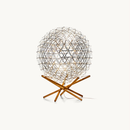 Menzel Firework Floor Lamp | Stainless Steel & Wood | Chrome Shade