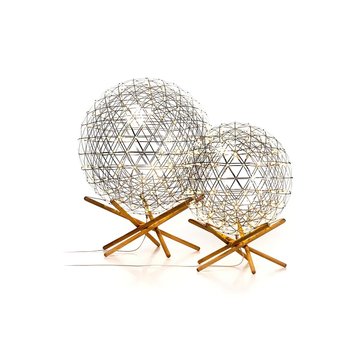 Menzel Firework Floor Lamp | Stainless Steel & Wood | Chrome Shade
