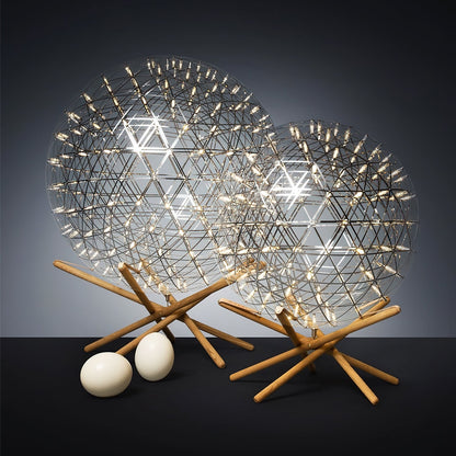 Menzel Firework Floor Lamp | Stainless Steel & Wood | Chrome Shade