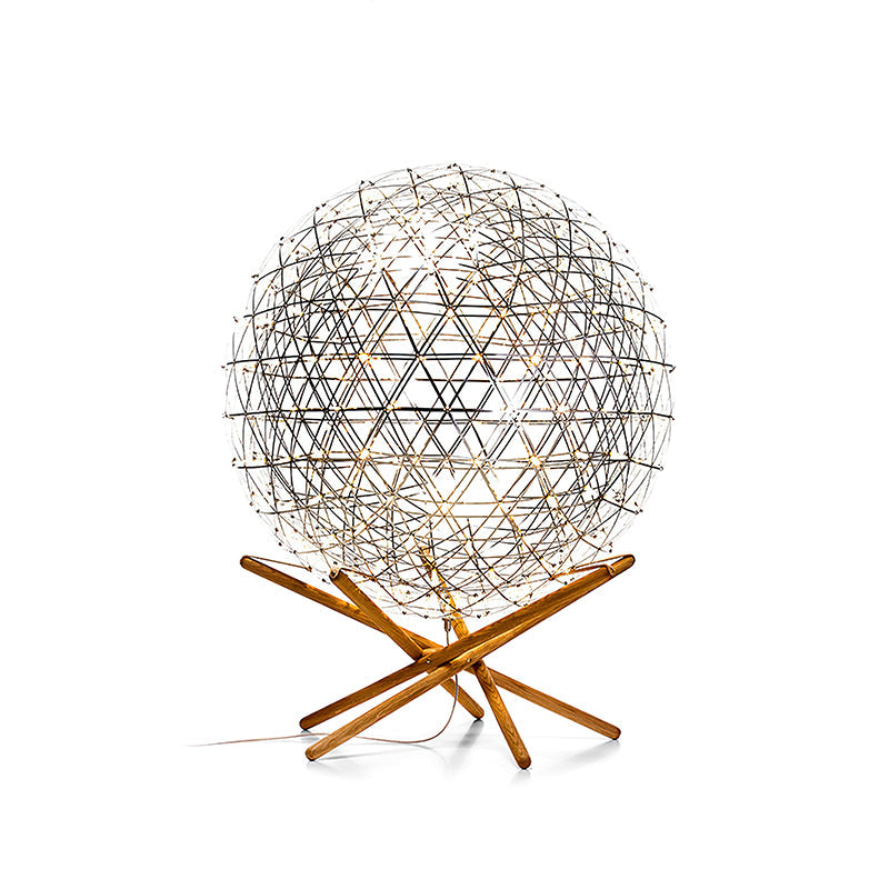 Menzel Firework Floor Lamp | Stainless Steel & Wood | Chrome Shade