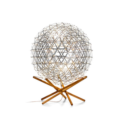 Menzel Firework Floor Lamp | Stainless Steel & Wood | Chrome Shade