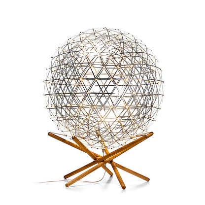 Menzel Firework Floor Lamp | Stainless Steel & Wood | Chrome Shade
