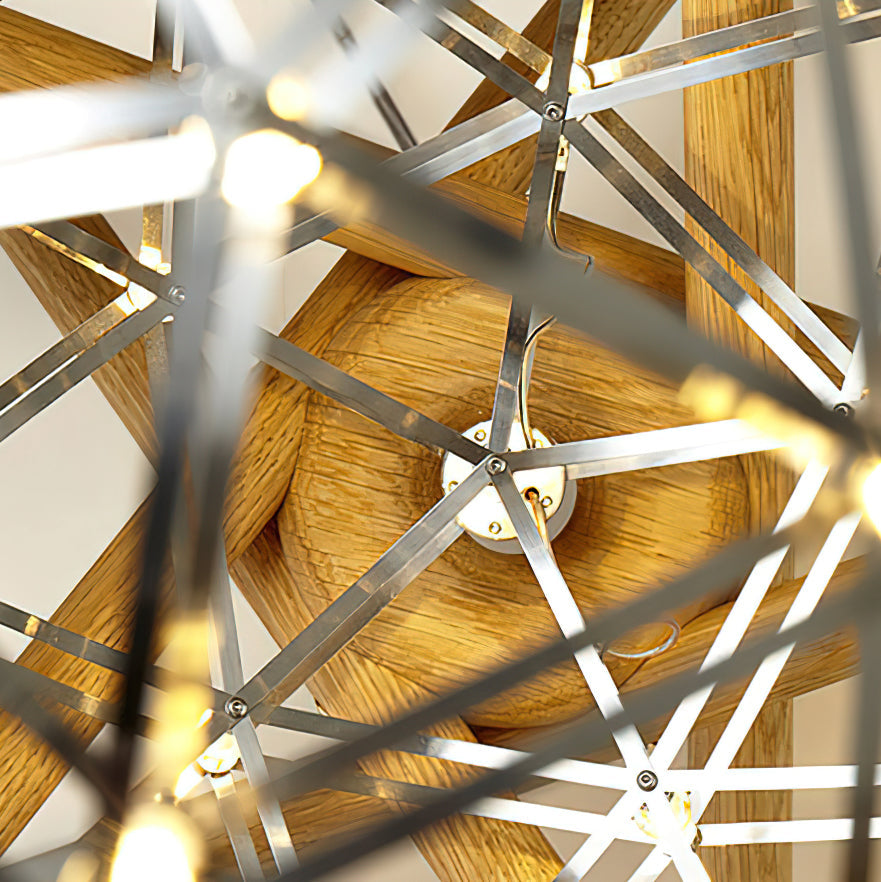 Menzel Firework Floor Lamp | Stainless Steel & Wood | Chrome Shade