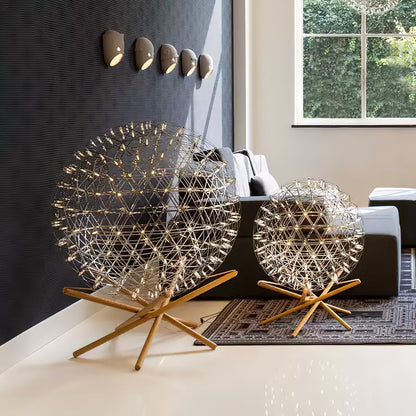Menzel Firework Floor Lamp | Stainless Steel & Wood | Chrome Shade