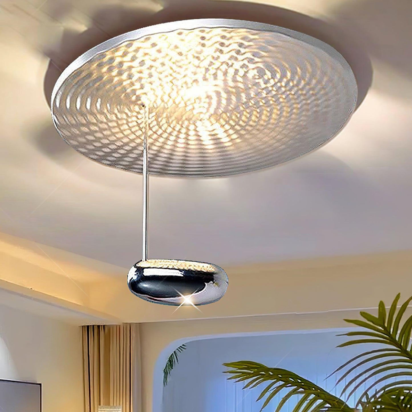 Mercury Ceiling Lamp | Chrome & Gold Finish | 60cm Diameter