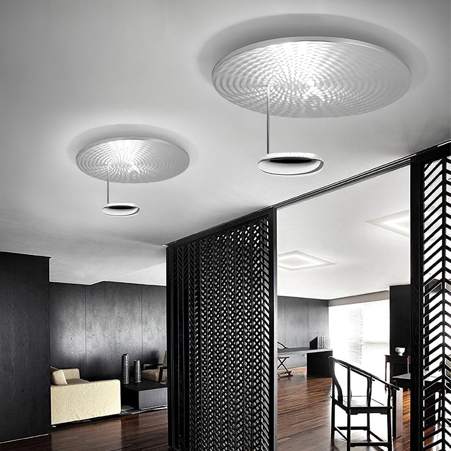 Mercury Ceiling Lamp | Chrome & Gold Finish | 60cm Diameter