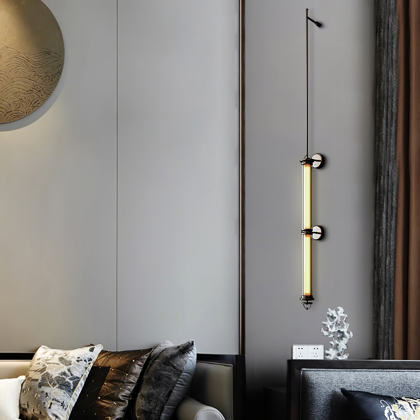 Meridian Vertical Wall Sconce | Glass & Bronze | 120cm