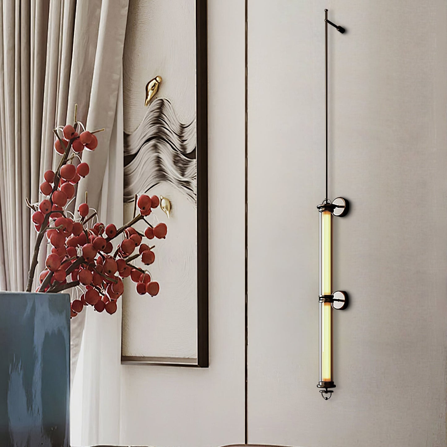 Meridian Vertical Wall Sconce | Glass & Bronze | 120cm