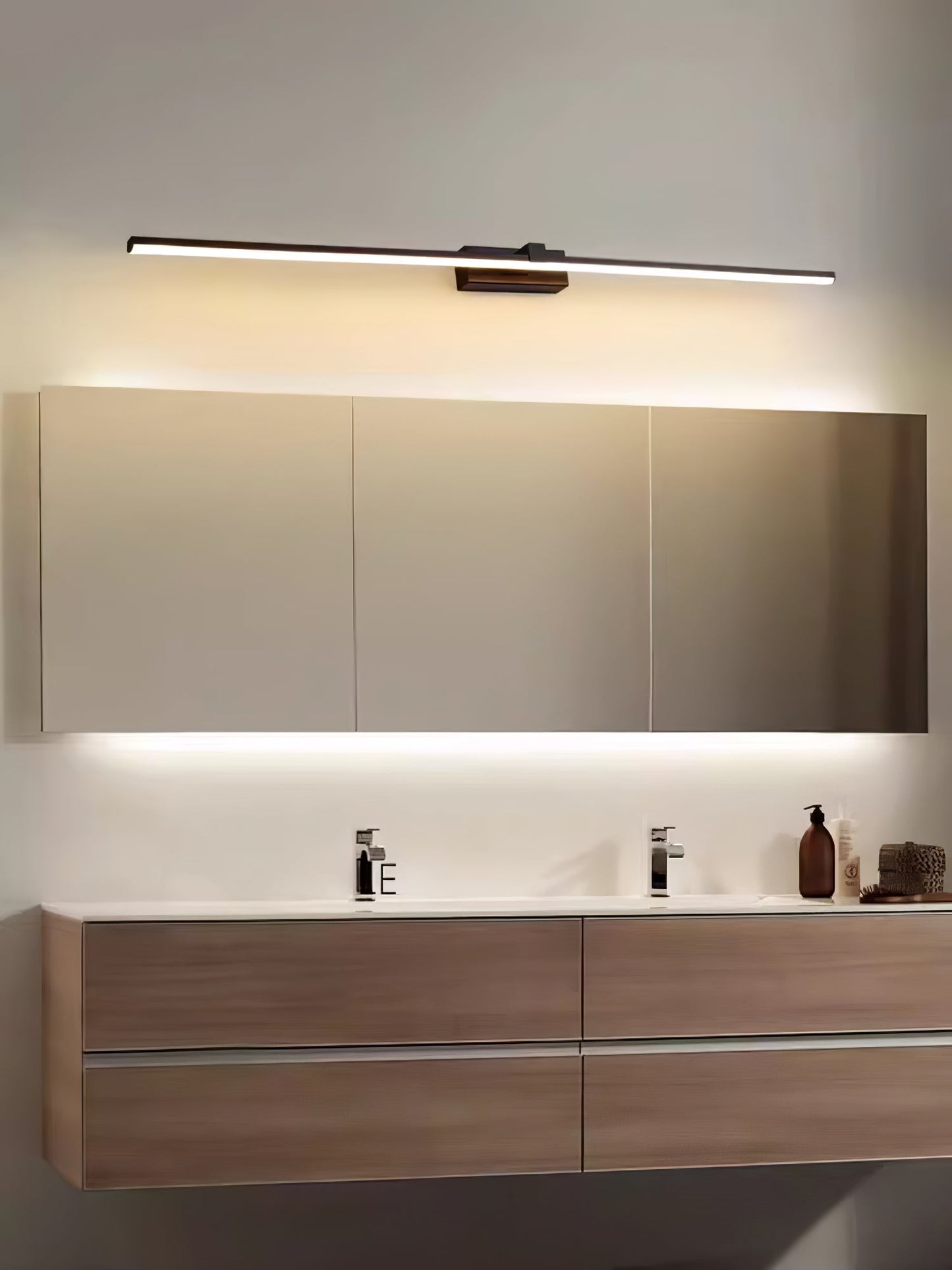 Metal Linear Mirror Wall Light | Black Finish | Set of 2