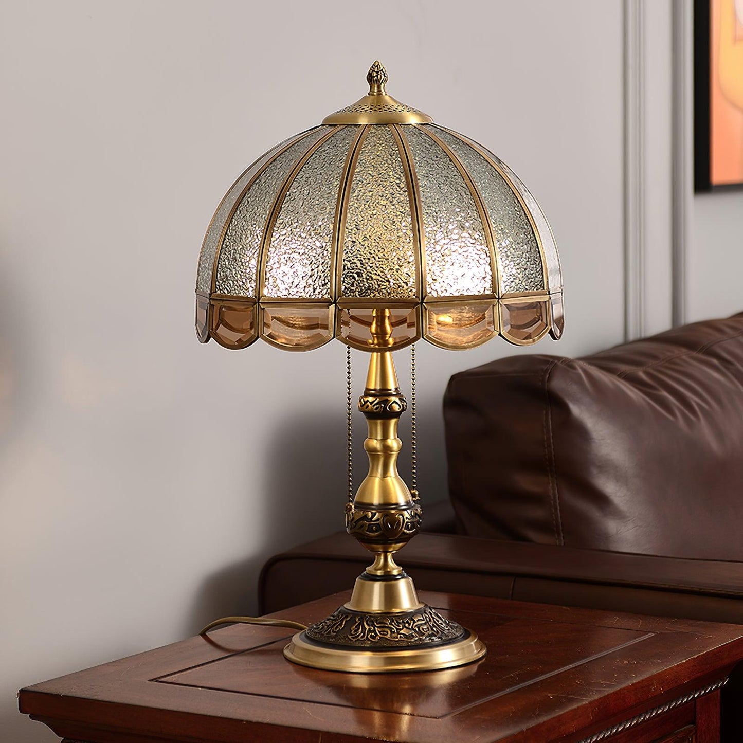 Table Lamp | Electroplated Brass Gold & Opaque Glass | 30cm Diameter