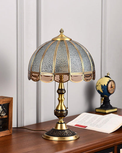 Table Lamp | Electroplated Brass Gold & Opaque Glass | 30cm Diameter
