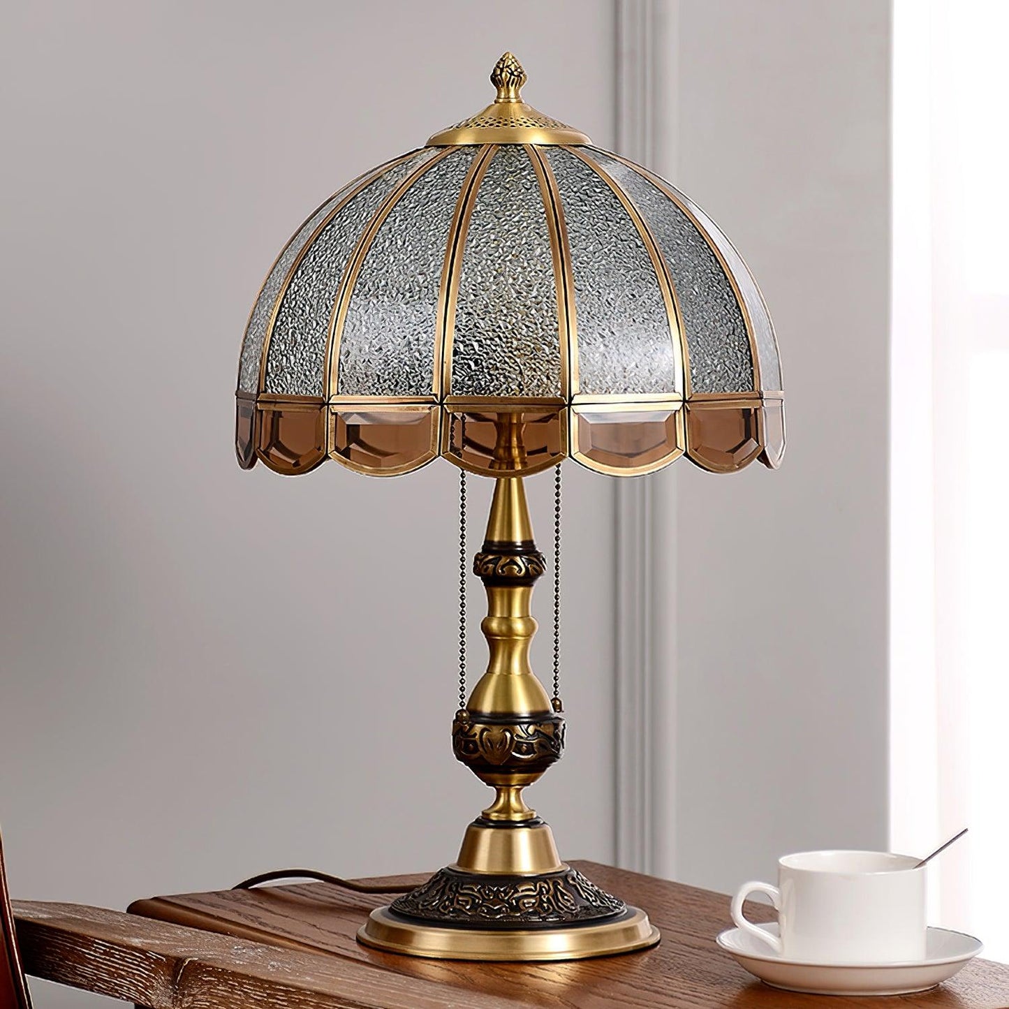 Table Lamp | Electroplated Brass Gold & Opaque Glass | 30cm Diameter