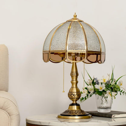 Table Lamp | Electroplated Brass Gold & Opaque Glass | 30cm Diameter