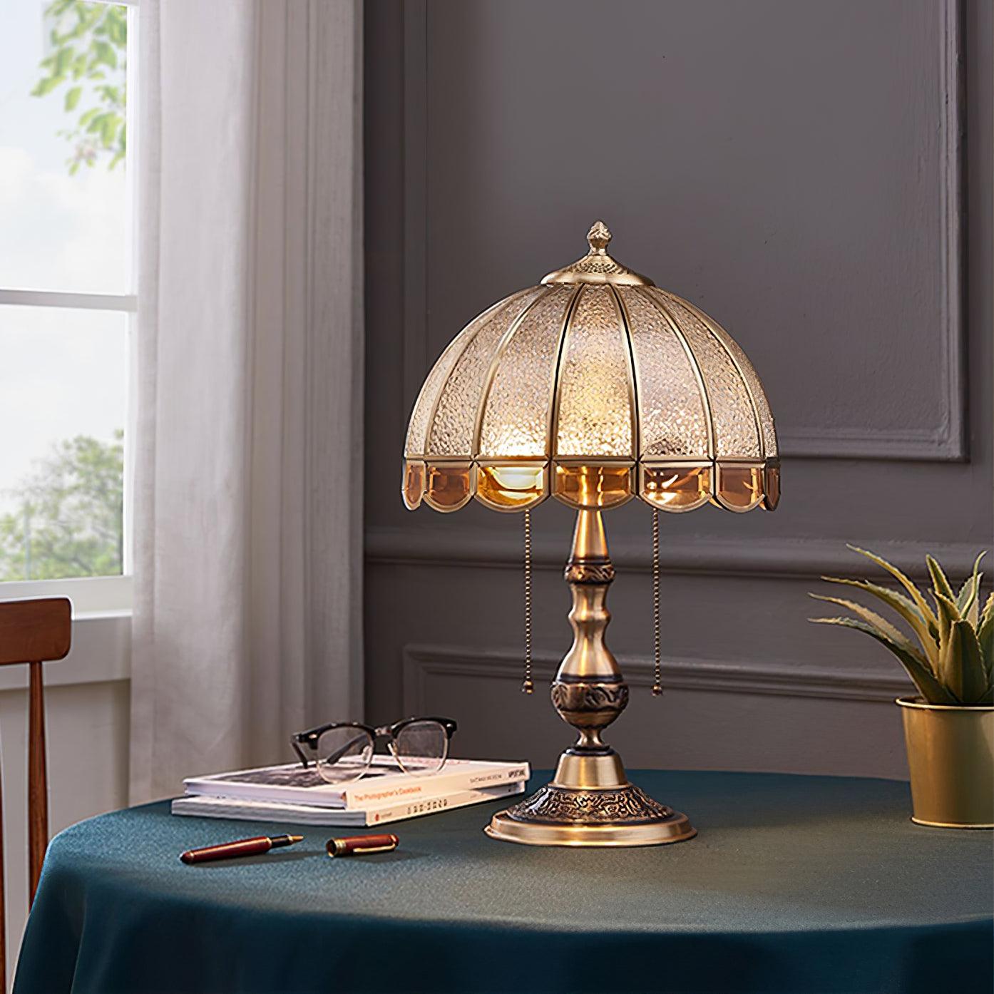 Table Lamp | Electroplated Brass Gold & Opaque Glass | 30cm Diameter