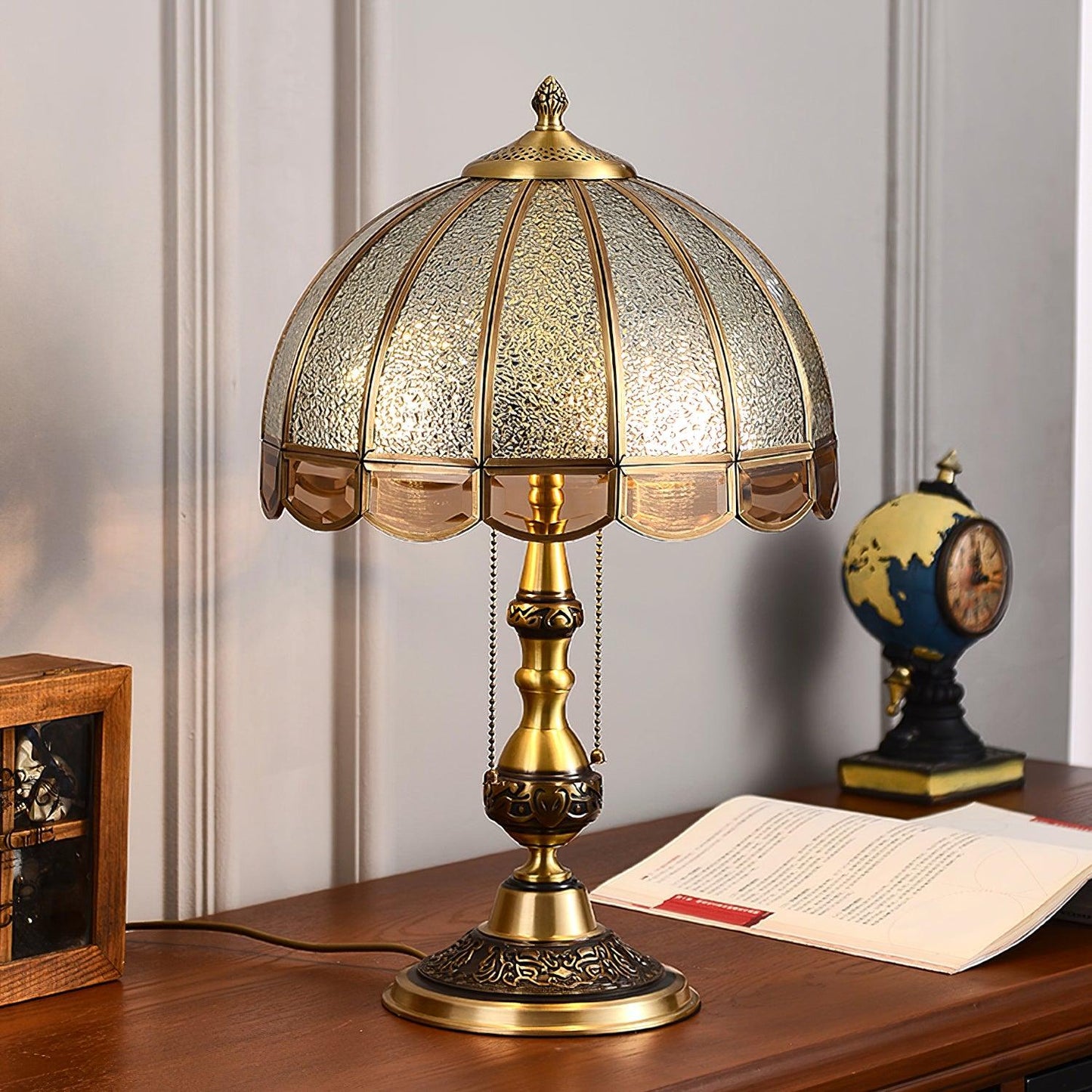 Table Lamp | Electroplated Brass Gold & Opaque Glass | 30cm Diameter