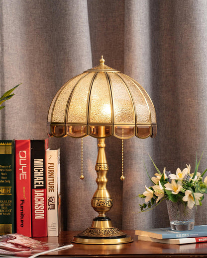 Table Lamp | Electroplated Brass Gold & Opaque Glass | 30cm Diameter