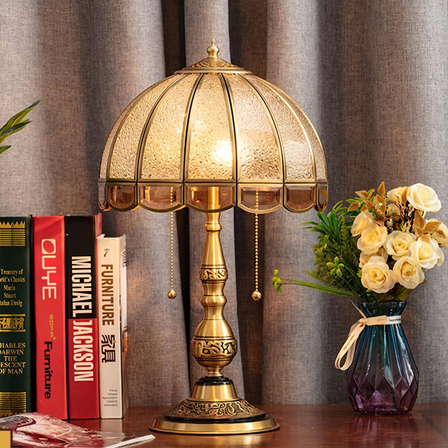 Table Lamp | Electroplated Brass Gold & Opaque Glass | 30cm Diameter