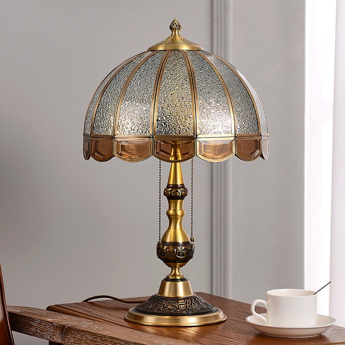 Table Lamp | Electroplated Brass Gold & Opaque Glass | 30cm Diameter