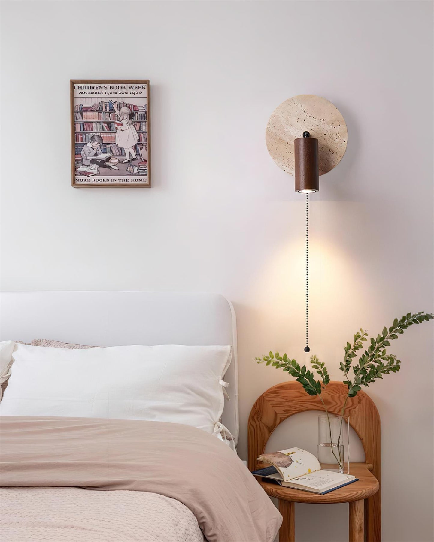 Miadi Wall Lamp | Travertine & Wood | Gold, Black, Walnut, Wood Color