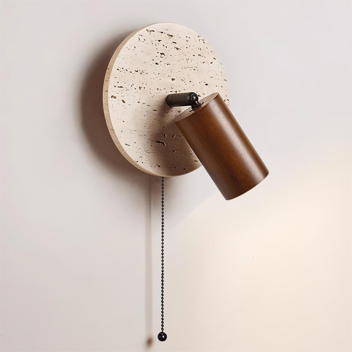Miadi Wall Lamp | Travertine & Wood | Gold, Black, Walnut, Wood Color