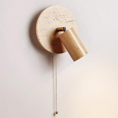 Miadi Wall Lamp | Travertine & Wood | Gold, Black, Walnut, Wood Color