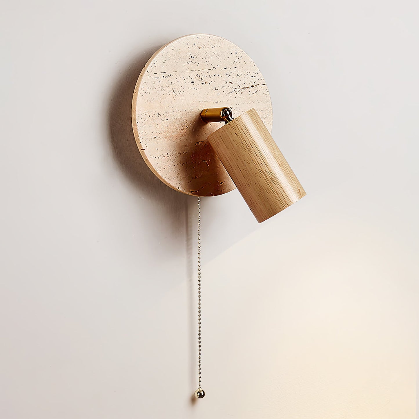 Miadi Wall Lamp | Travertine & Wood | Gold, Black, Walnut, Wood Color