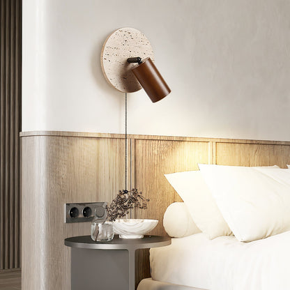 Miadi Wall Lamp | Travertine & Wood | Gold, Black, Walnut, Wood Color