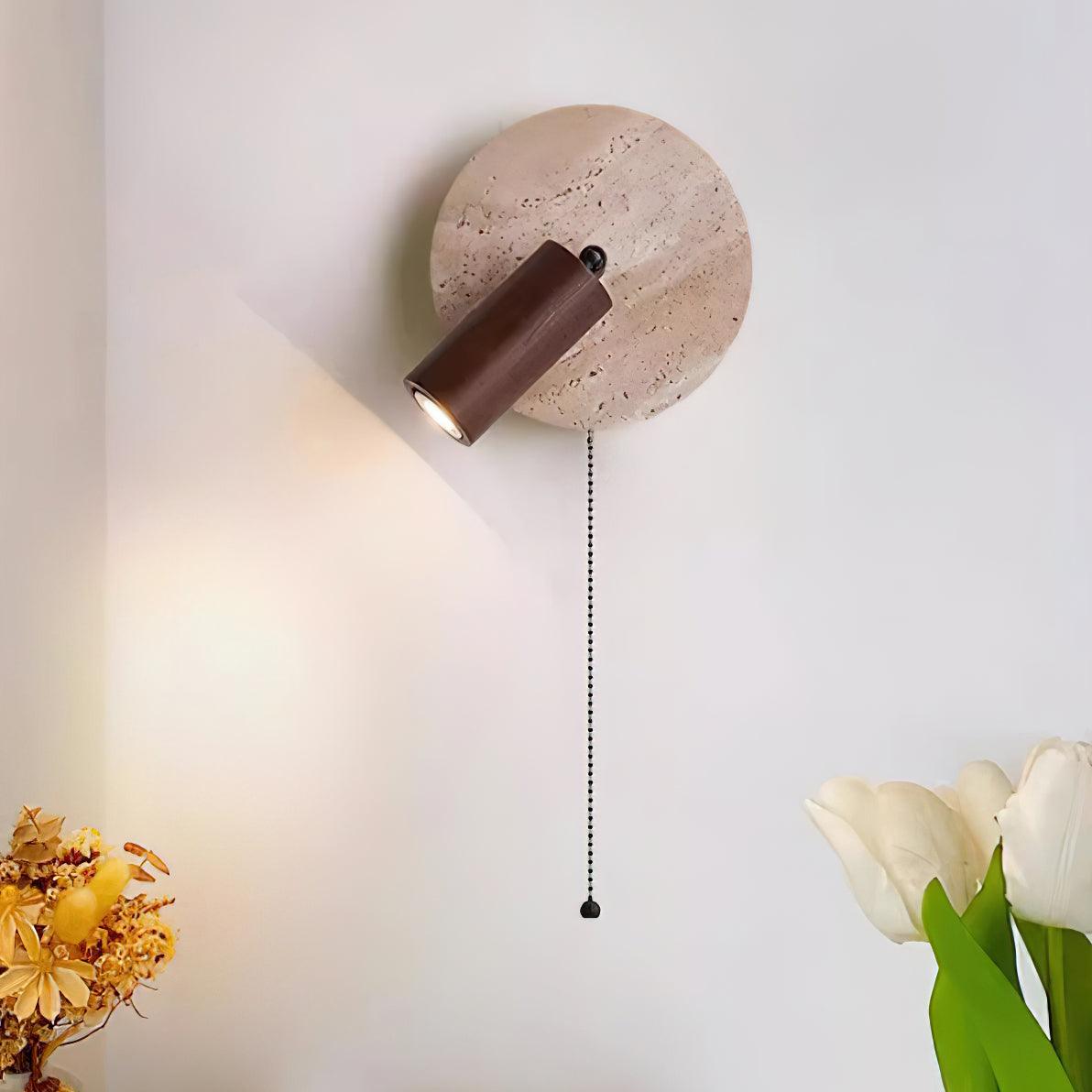 Miadi Wall Lamp | Travertine & Wood | Gold, Black, Walnut, Wood Color