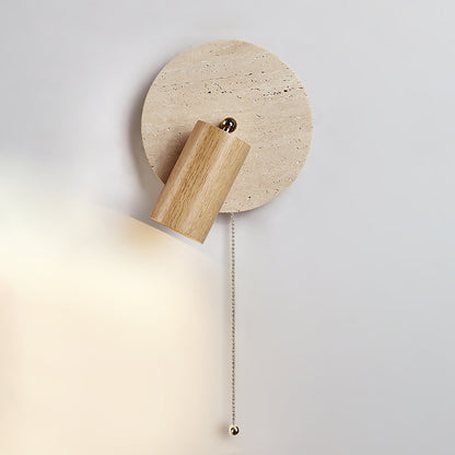 Miadi Wall Lamp | Travertine & Wood | Gold, Black, Walnut, Wood Color