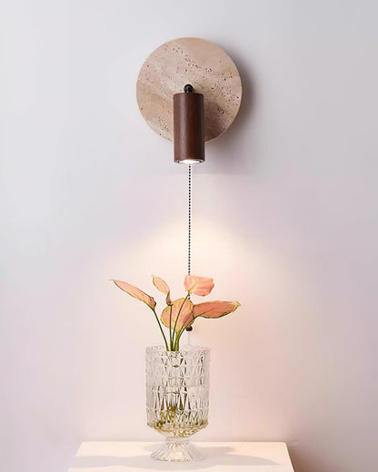 Miadi Wall Lamp | Travertine & Wood | Gold, Black, Walnut, Wood Color