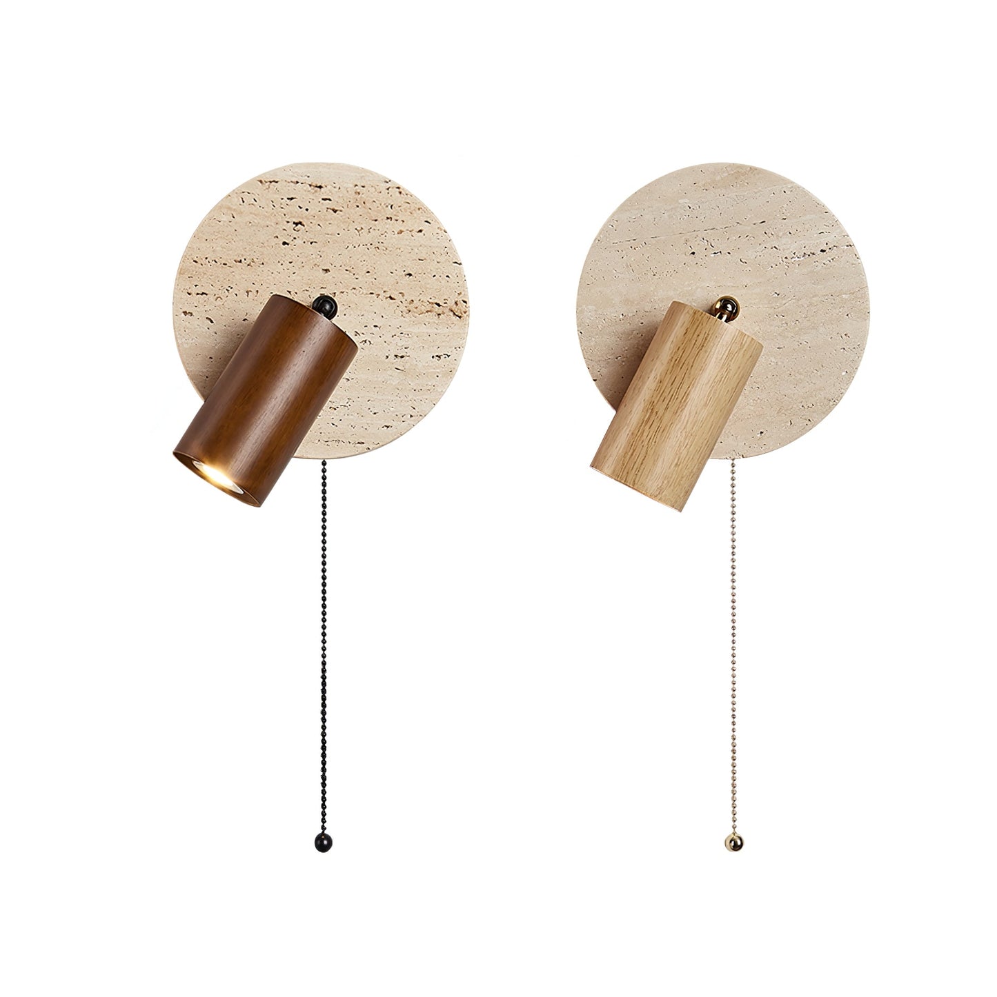 Miadi Wall Lamp | Travertine & Wood | Gold, Black, Walnut, Wood Color