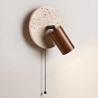 Miadi Wall Lamp | Travertine & Wood | Gold, Black, Walnut, Wood Color