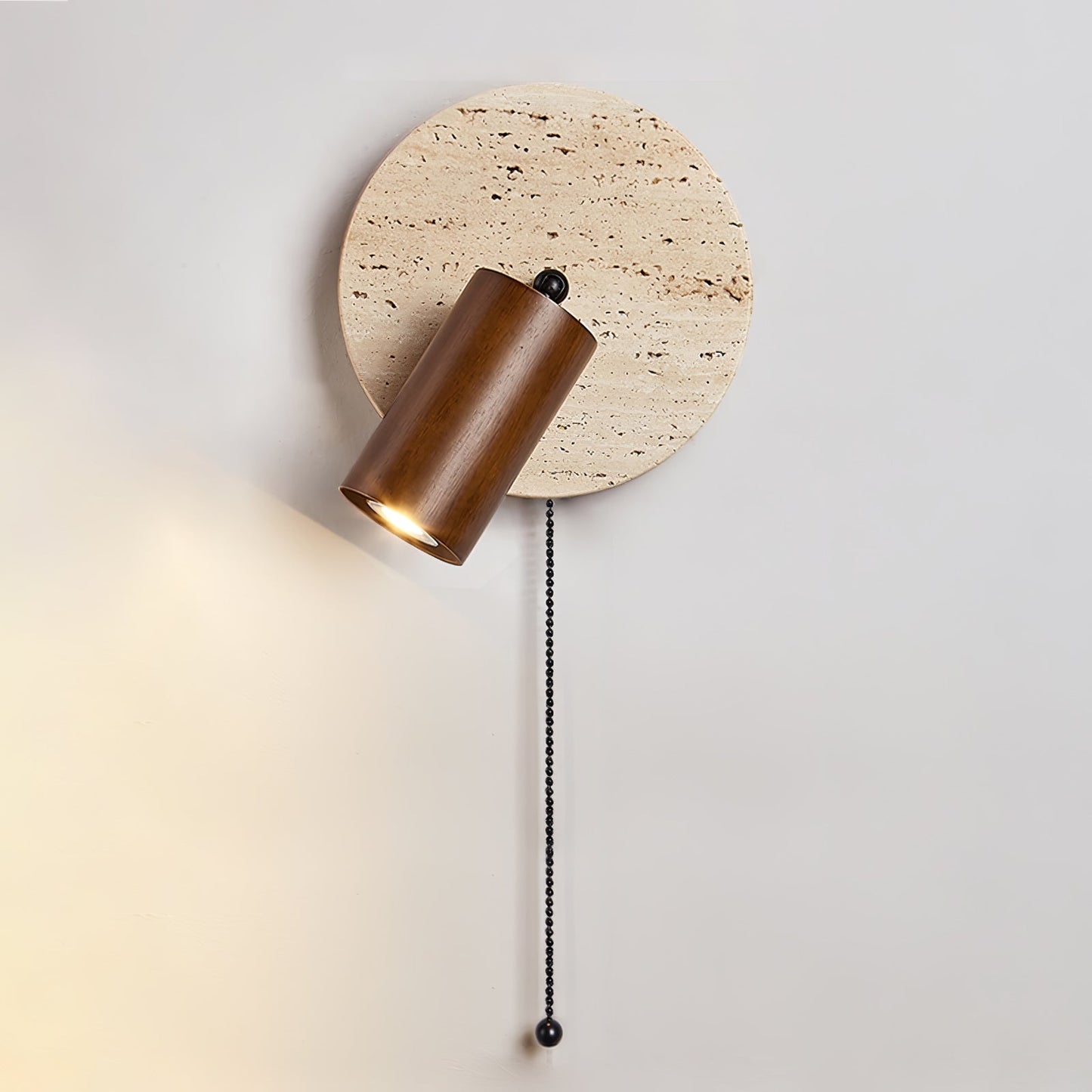 Miadi Wall Lamp | Travertine & Wood | Gold, Black, Walnut, Wood Color