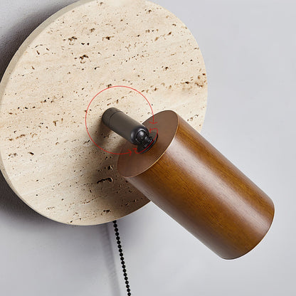 Miadi Wall Lamp | Travertine & Wood | Gold, Black, Walnut, Wood Color