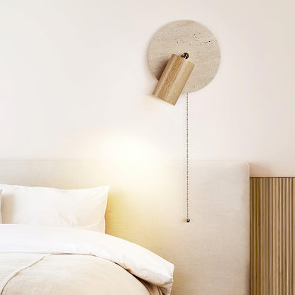 Miadi Wall Lamp | Travertine & Wood | Gold, Black, Walnut, Wood Color