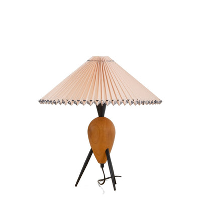 Vintage Table Lamp | Burl Wood & Metal | Black Beige