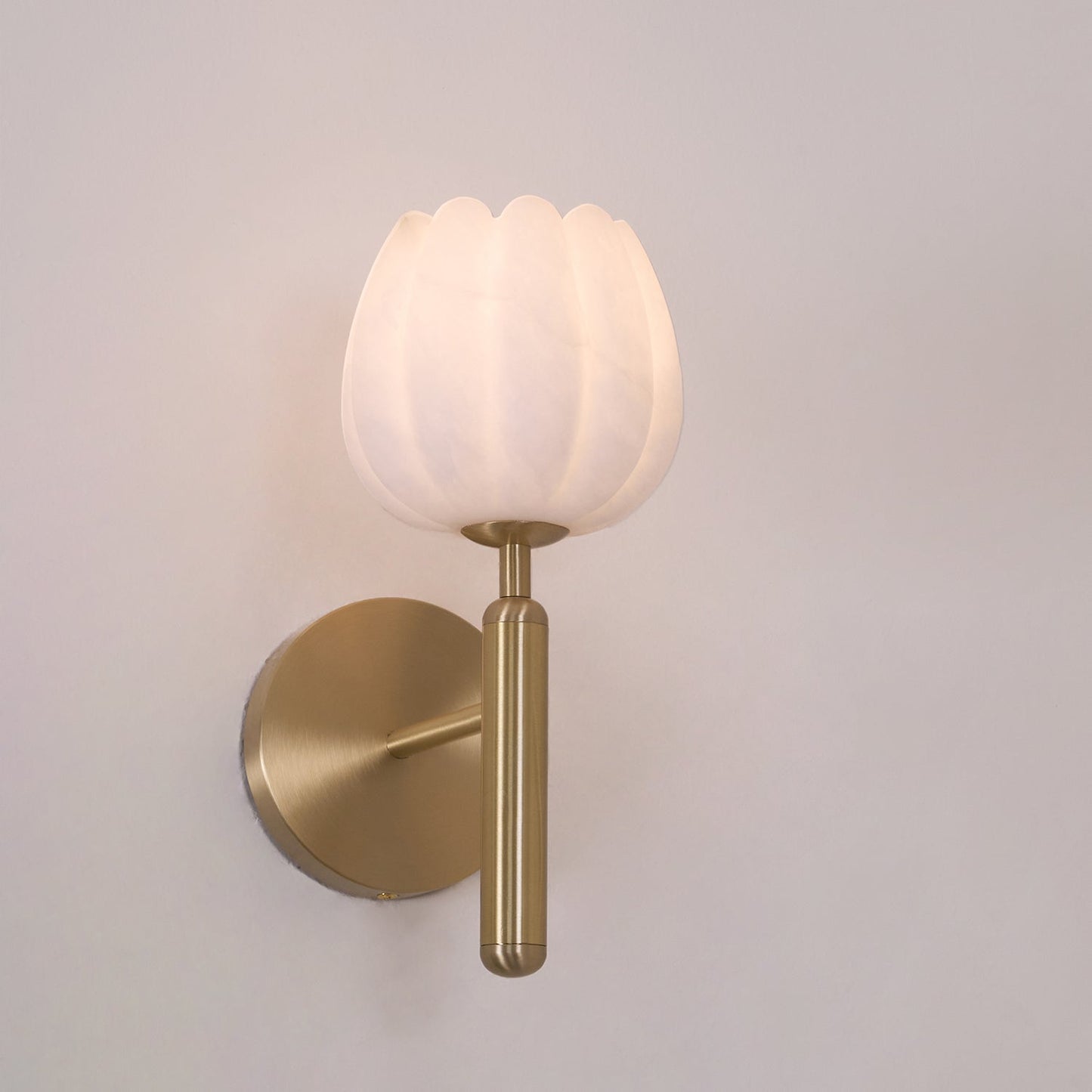Brass Wall Sconce | Alabaster Floral Design | Set of 2