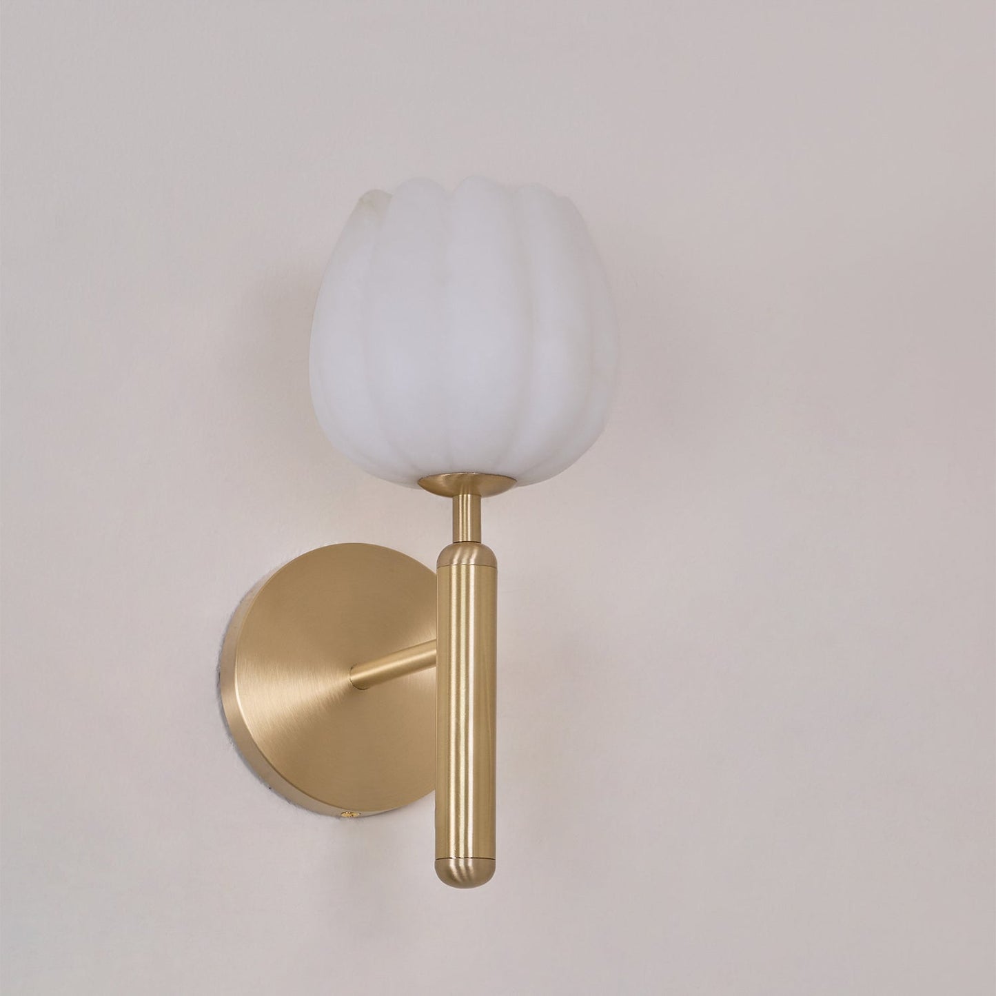 Brass Wall Sconce | Alabaster Floral Design | Set of 2