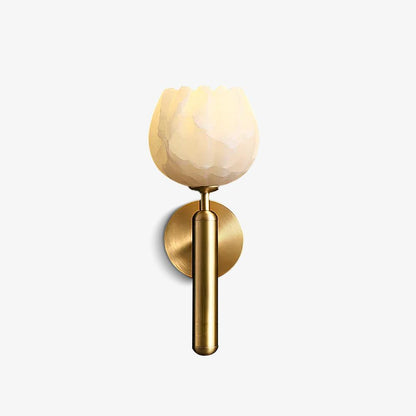 Brass Wall Sconce | Alabaster Floral Design | Set of 2