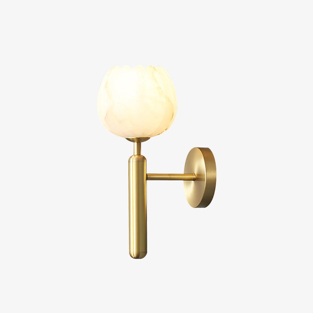 Brass Wall Sconce | Alabaster Floral Design | Set of 2
