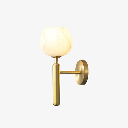 Brass Wall Sconce | Alabaster Floral Design | Set of 2