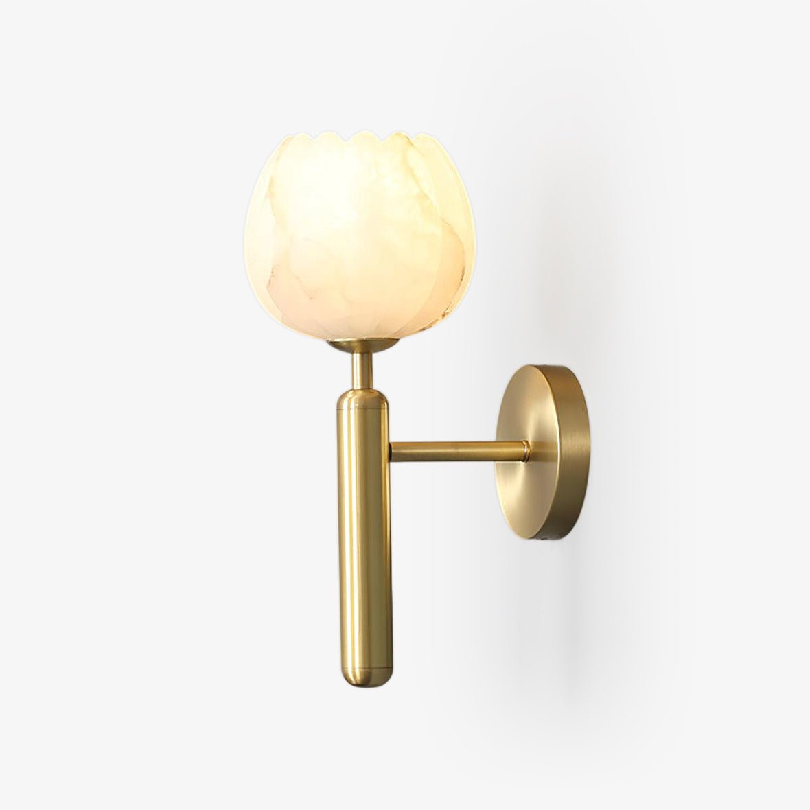 Brass Wall Sconce | Alabaster Floral Design | Set of 2
