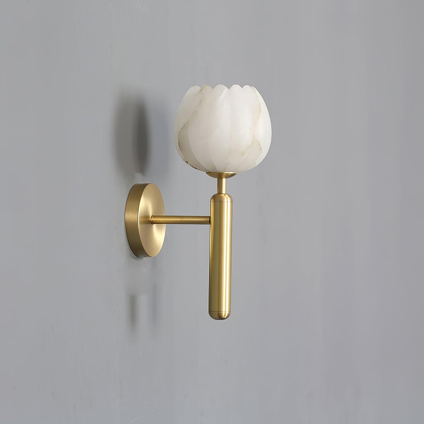 Brass Wall Sconce | Alabaster Floral Design | Set of 2