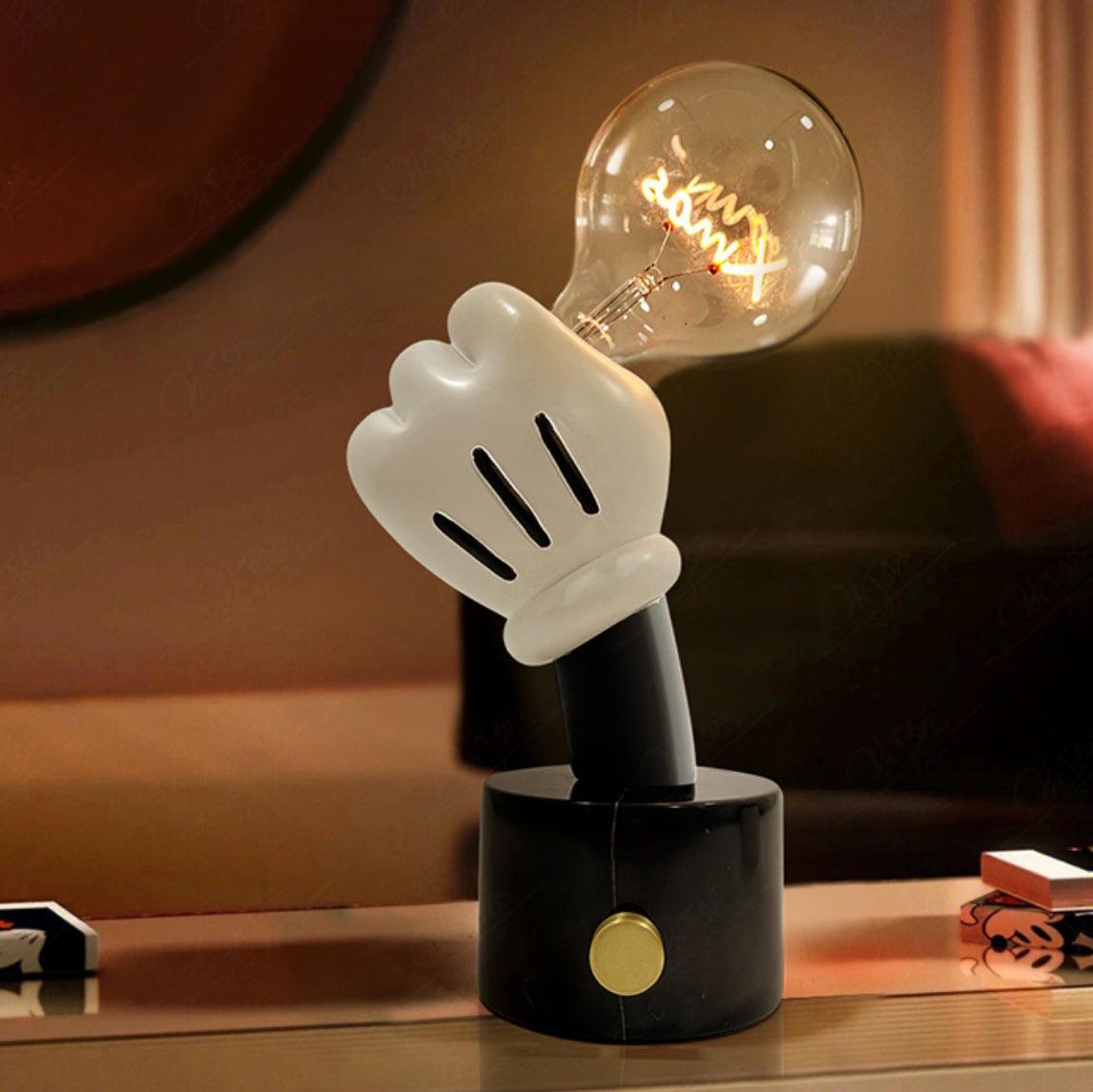 Mickey Mouse Inspired Table Lamp | Metal & Marble | White & Black Finish