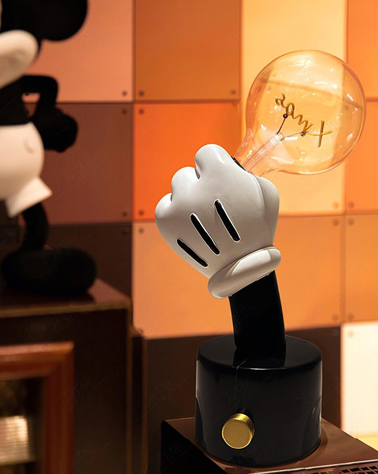 Mickey Mouse Inspired Table Lamp | Metal & Marble | White & Black Finish