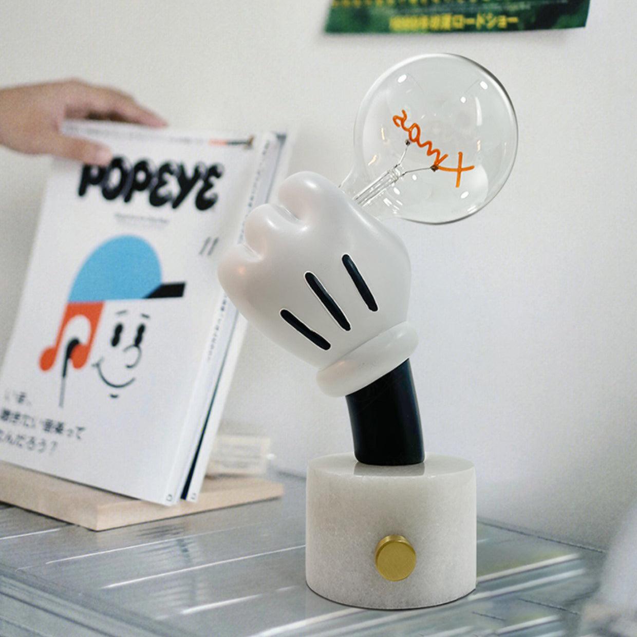 Mickey Mouse Inspired Table Lamp | Metal & Marble | White & Black Finish