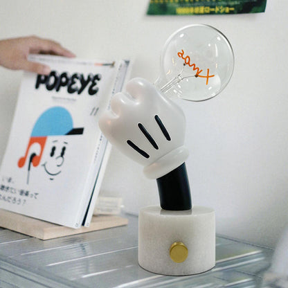 Mickey Mouse Inspired Table Lamp | Metal & Marble | White & Black Finish