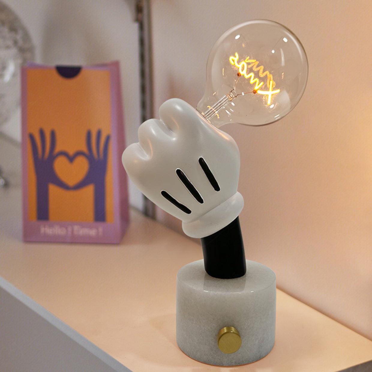 Mickey Mouse Inspired Table Lamp | Metal & Marble | White & Black Finish