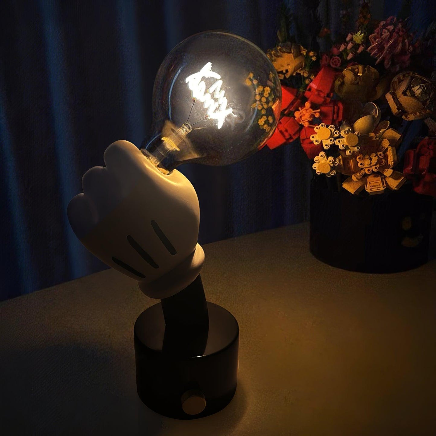 Mickey Mouse Inspired Table Lamp | Metal & Marble | White & Black Finish